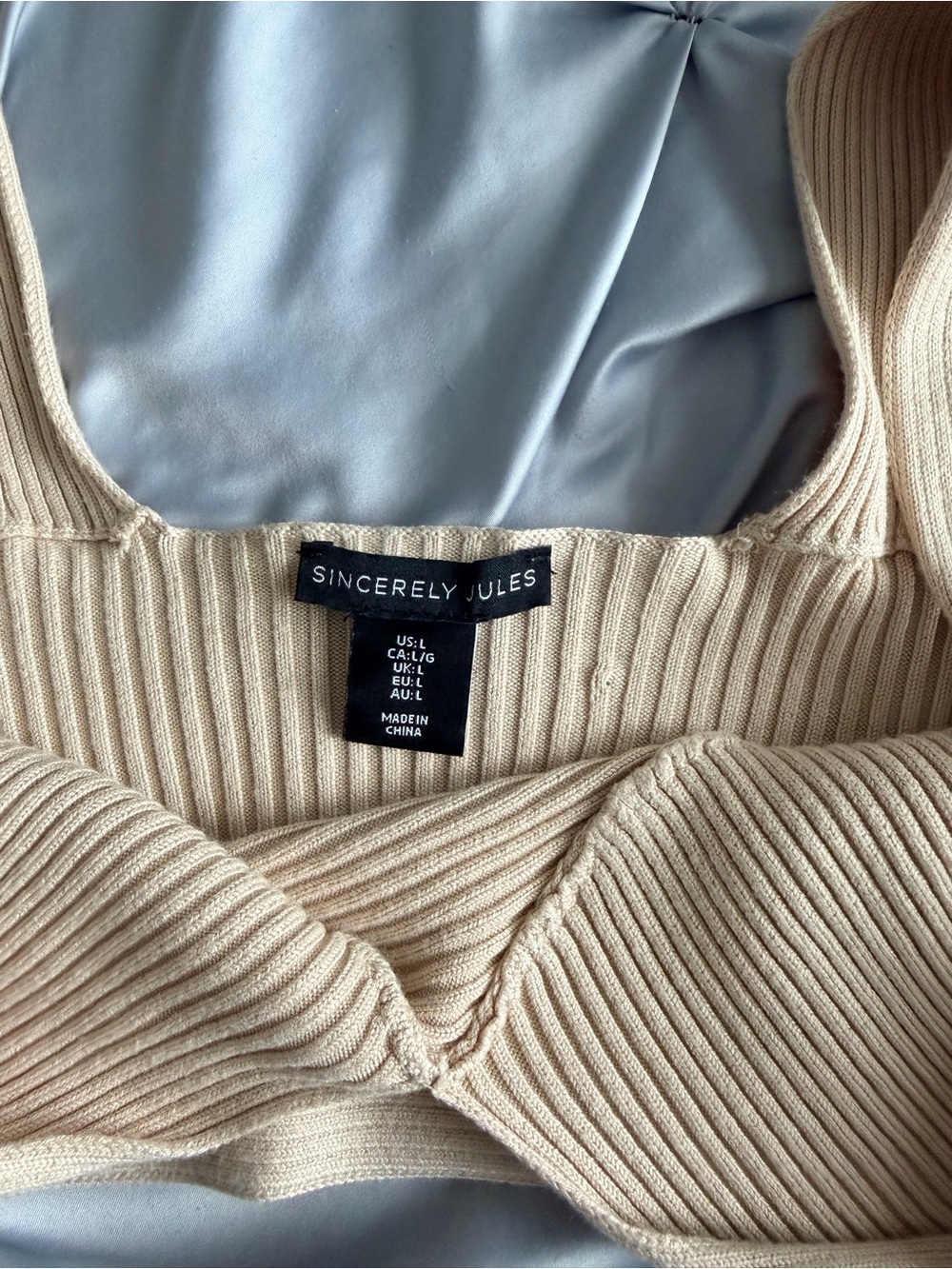 Sincerely Jules Ribbed V-Neck Sweater Tank in Beige
